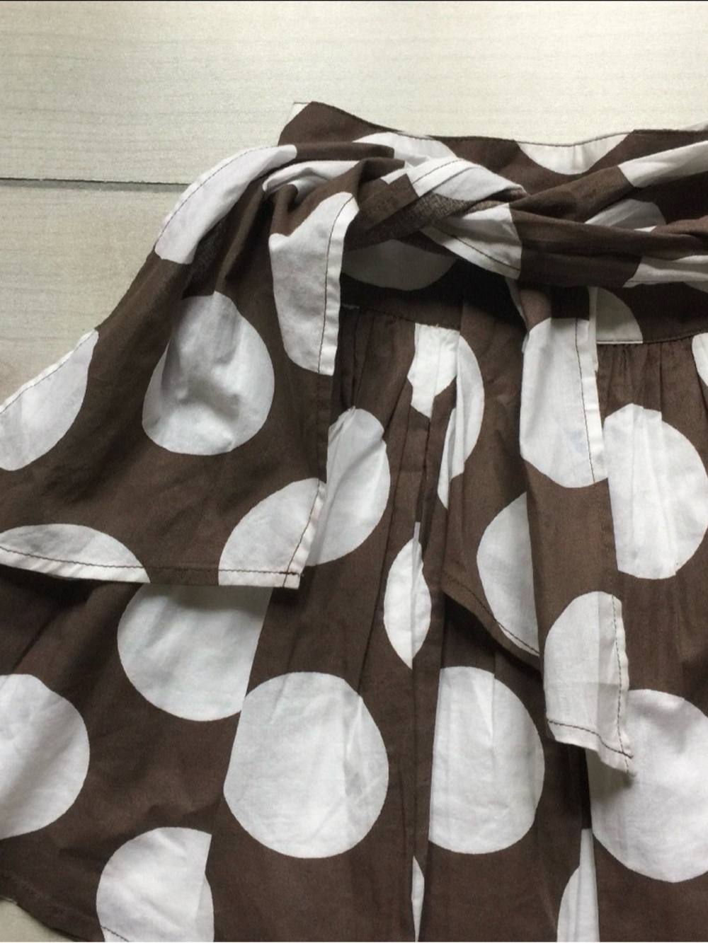 Mini Boden Brown and White Polka Dot Skirt with Tie Waist - Picture 2 of 2